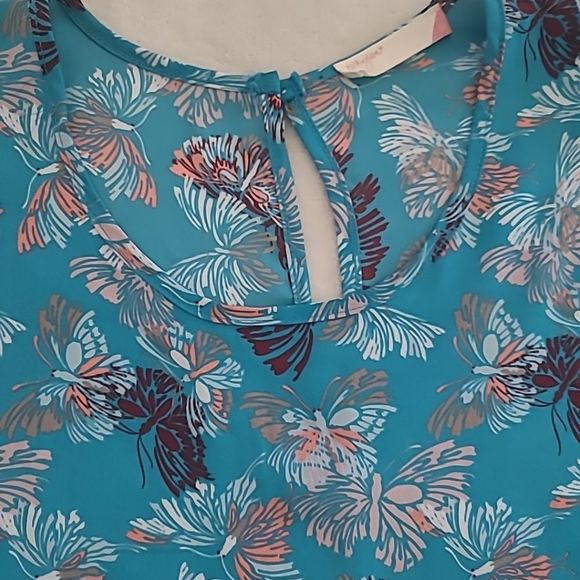Grayson Cato Blue Butterfly Floral Tunic Medium Long Sleeve Boho Cottagecore - Picture 10 of 15